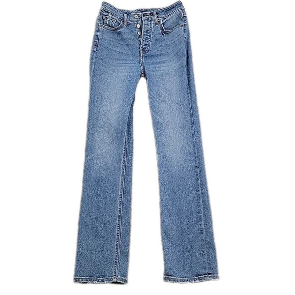 Old Navy Womens Jeans Size 0 Button Fly Extra High Rise Kicker Boot Cut 25x31 - Picture 1 of 11